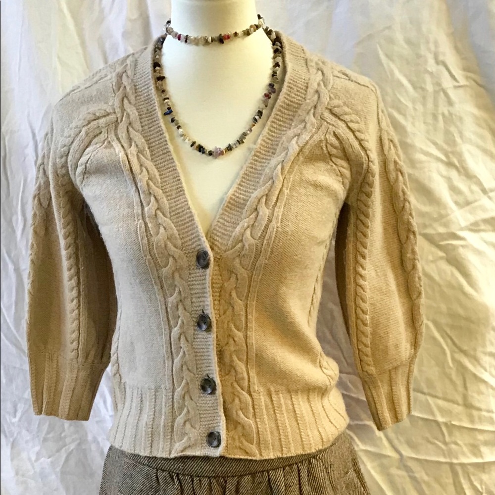 Extra small Ann Taylor beige button down cardigan - Picture 1 of 3